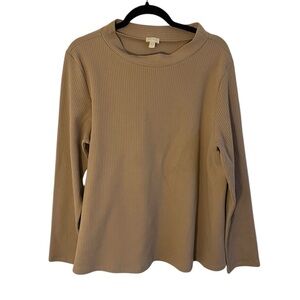 Hanro Light Brown Cotton Long Sleeve Top, size large